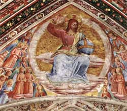 Wczesny renesans w malarstwie. Fra Angelico: Chrystus sędzia, 1447, fresk w katedrze w Orvieto