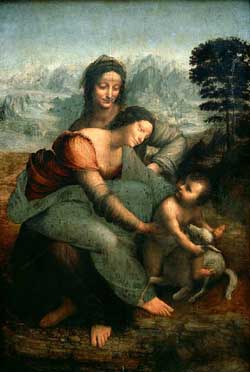 Leonardo da Vinci: Święta Anna Samotrzecia, 1510, olej na desce